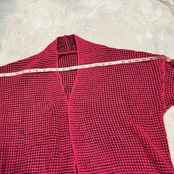 Chunky Knit Red Long Sleeve Cardigan Open Front Sweater Women Medium Warm Cozy - Picture 6 of 7